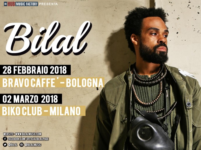 Il neo-soul di BILAL sta arrivando, domani a Bologna e venerdì a Milano!